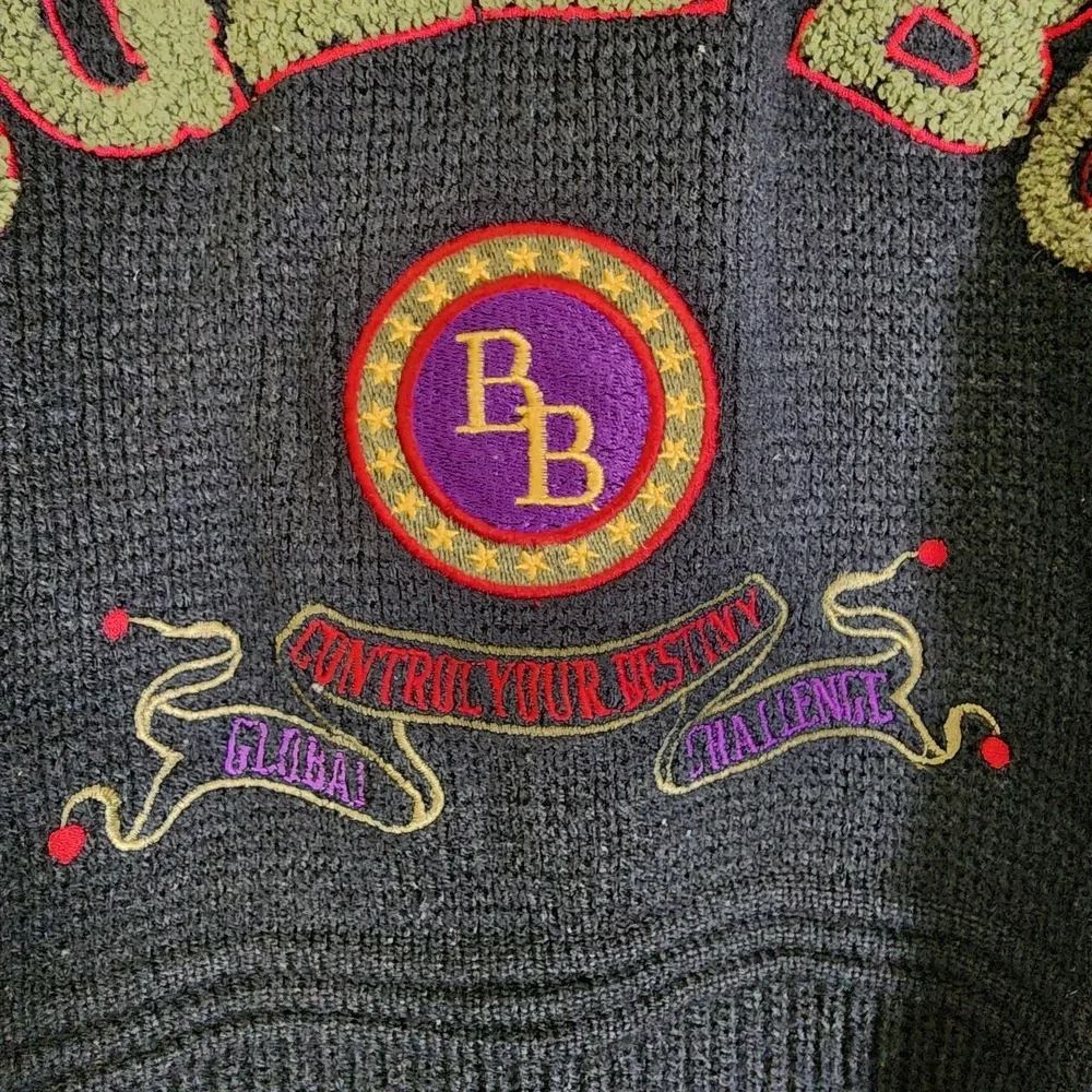 Vintage BUGLE BOY Men's Cardigan Letterman Sweater Size L Global Challenge
